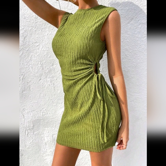 Drawstring Side Solid Tank Dress - Picture 2 of 2